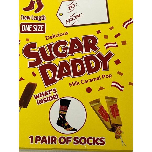 Candy Bar Crew Socks Black Yellow Red Gift Boxed One Size Fun Novelty Pair - Picture 4 of 8
